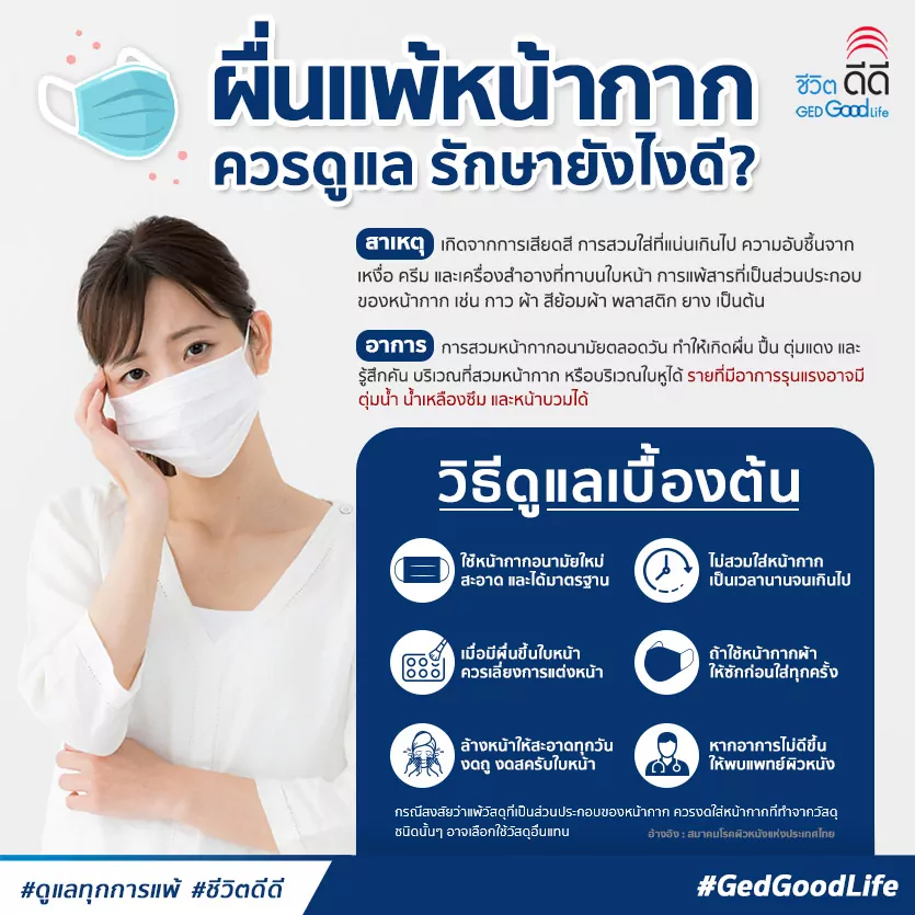 ผื่นแพ้หน้ากากอนามัย ดูแลรักษายังไงดี? l Ged Good Life ชีวิตดีดี